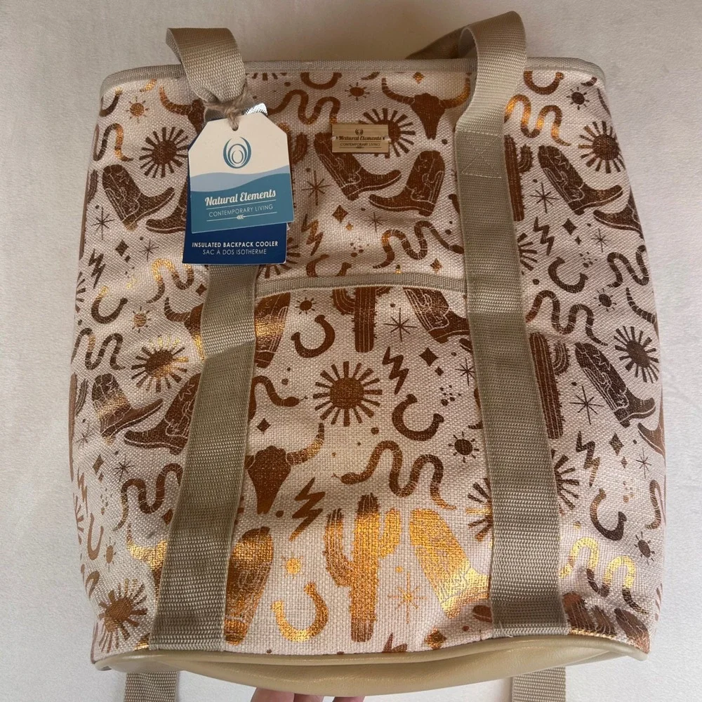 Natural Elements Insulated‎ Backpack Cooler Bag Western Cowgirl Boots New NWT